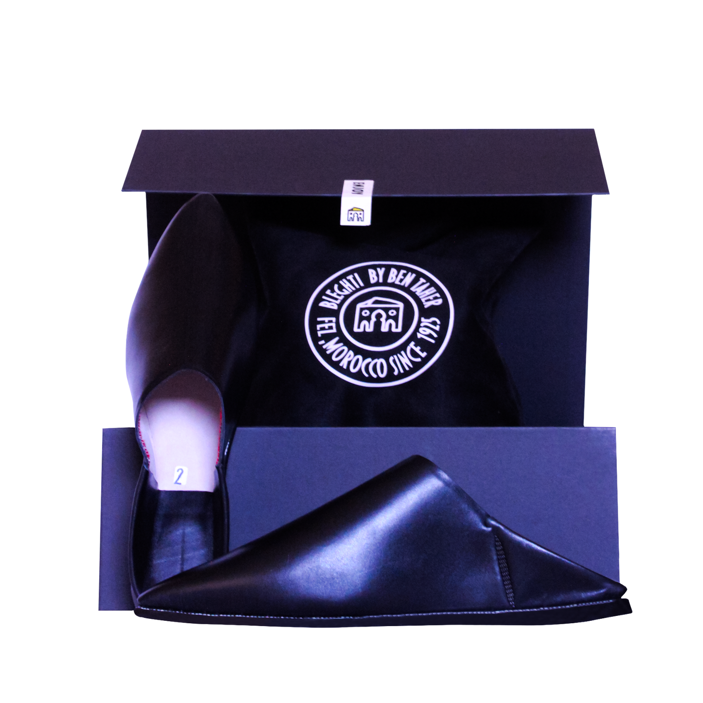 Amir black Moroccan Leather Slippers – Handmade by BLEGHTI